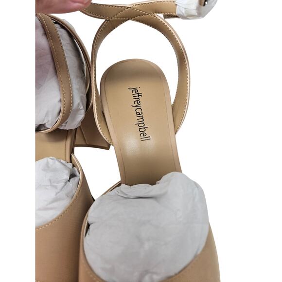 Jeffrey Campbell 9 Beige Nude Platform Sandal Ankle Strap Chunky Minimalist - Picture 6 of 7